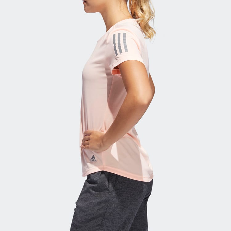 Adidas T Shirts Women's Light Pink Crew Neck Moderate DX1975
