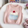 Cute Cartoon Knit Vest For Girls Spring Autumn Stylish Baby Sleeveless Outerwear Sweater Waistcoat
