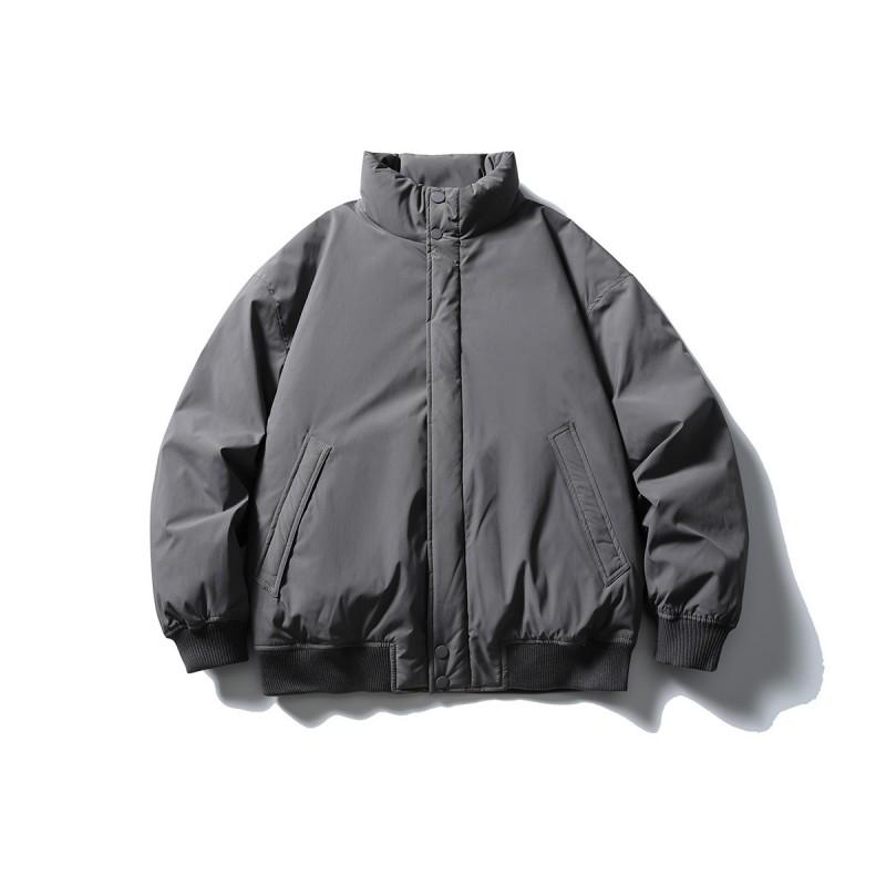 Men Stand Collar Loose Puffer Winter White Duck Down Jacket Casual Solid Thick Warm Outerwear