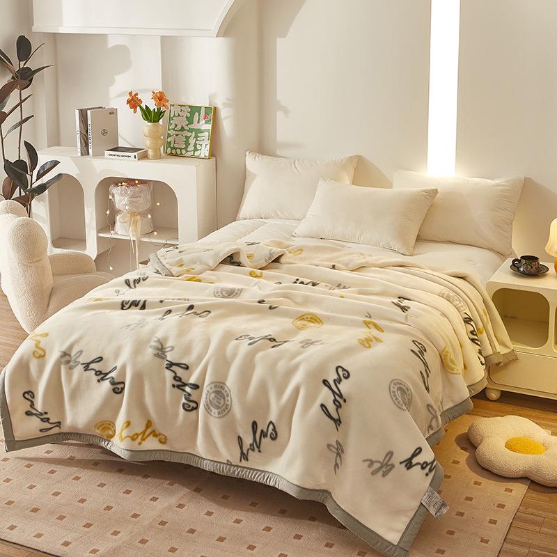 Double-Layer Thickened Raschel Blanket - Winter Warm Quilt & Mattress Cover for Weddings, Air Conditioning, and More.