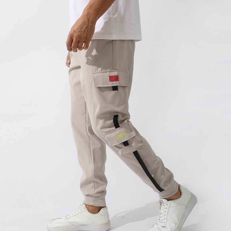 

Повседневные мужские брюки-шаровары, мужские новые свободные брюки-карго с несколькими карманами, мешковатые брюки-карго XL абрикосовый