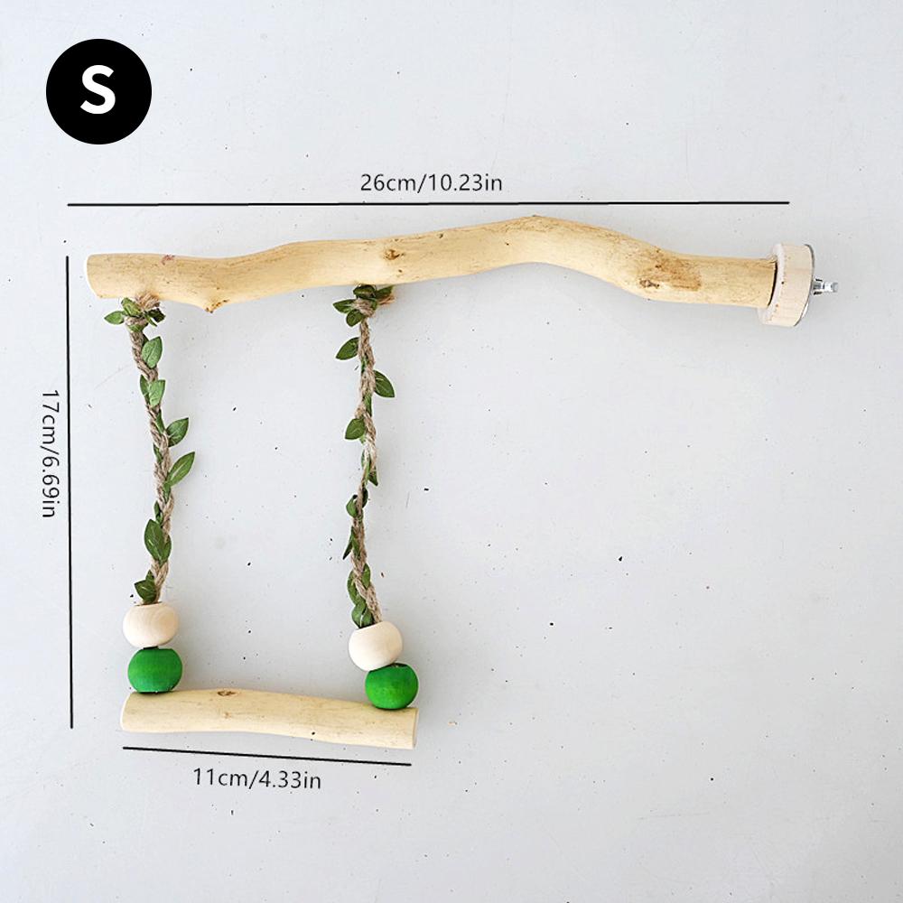 

Wood Parrot Stand Pole Double Layer Swing Toy for Bird Tiger Skin Claw Grinding Beak Grinding Stand Pole Bird Cage Accessories