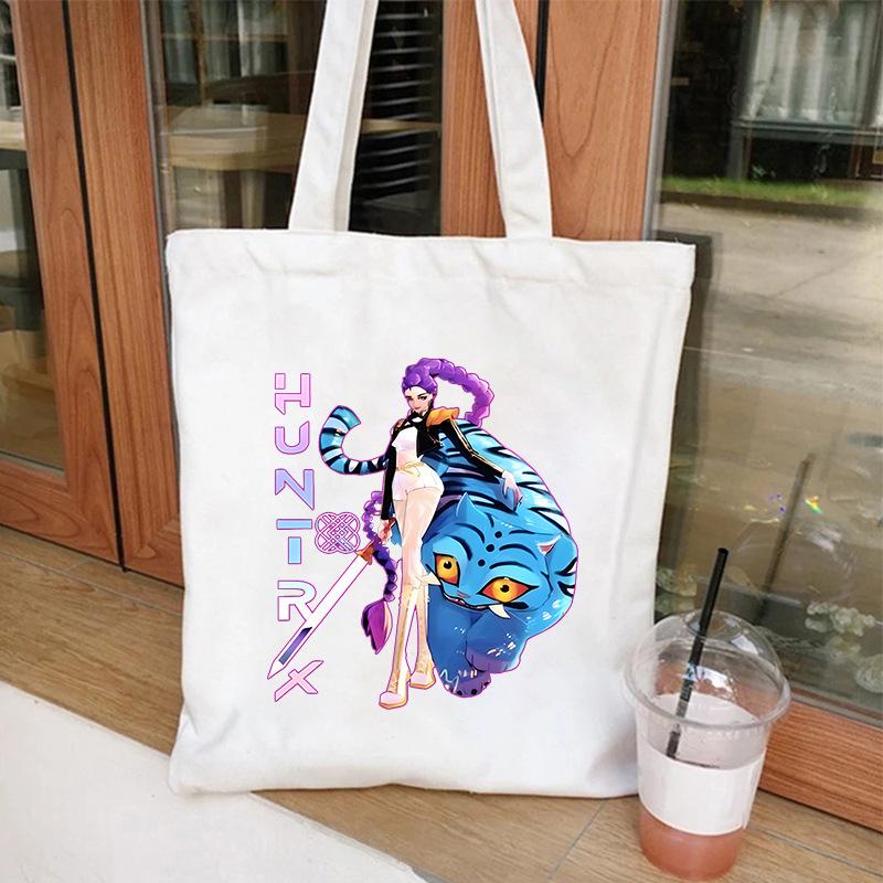 KPOP Demon Hunter Tiger Print Student Shoulder Canvas Bag Shopping Tote Bag KTB