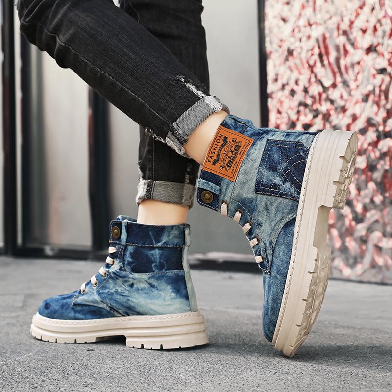 Men's Retro Denim Patchwork Comfortable and Versatile Outdoor Casual Sneakers