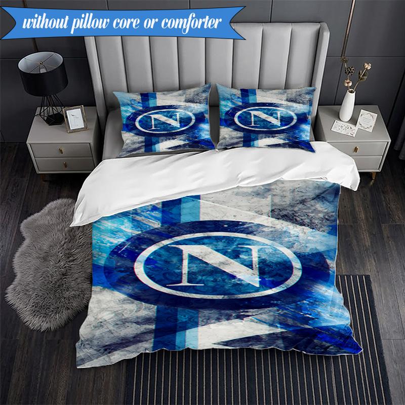 Set Lenzuola 3 Pezzi Blu Napoli Simbolo Energetico Stampa 2D (Include 1 Copripiumino + 2 Federe Senza Imbottitura), Decorazione camera da letto, Regalo ventilatore