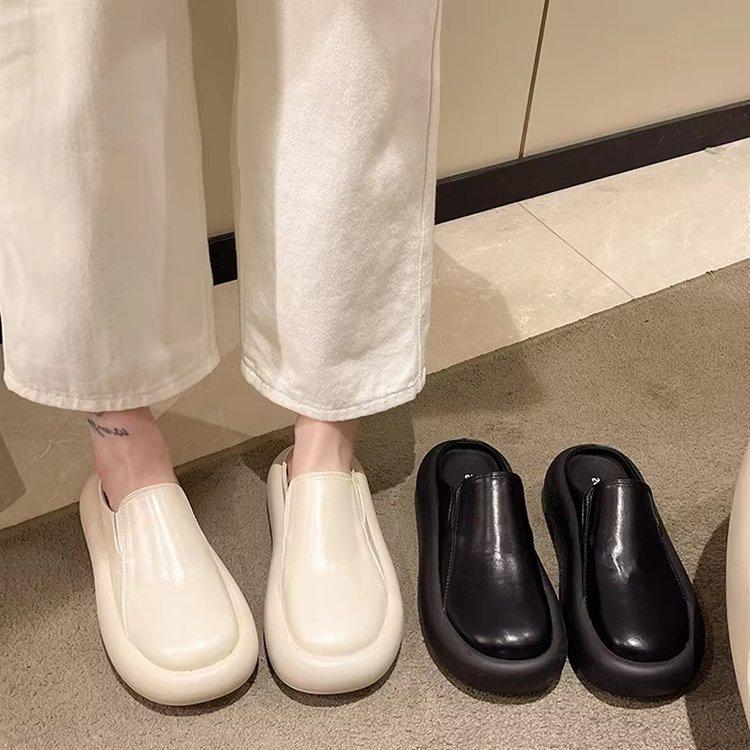 Popular Thick-bottomed Bag Head Half Slippers Women's Autumn and Winter New Outer Wear One Pedal French Trendy Slippers Muller Lazy Drag