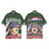 Mens Oversized Graphic Tee With Skull Print Washed Vintage Cotton T-Shirt Loose Fit Short Sleeve Crew Neck