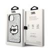 Etui do iPhone 14 Karl Lagerfeld Glitter Choupette Patch srebrny