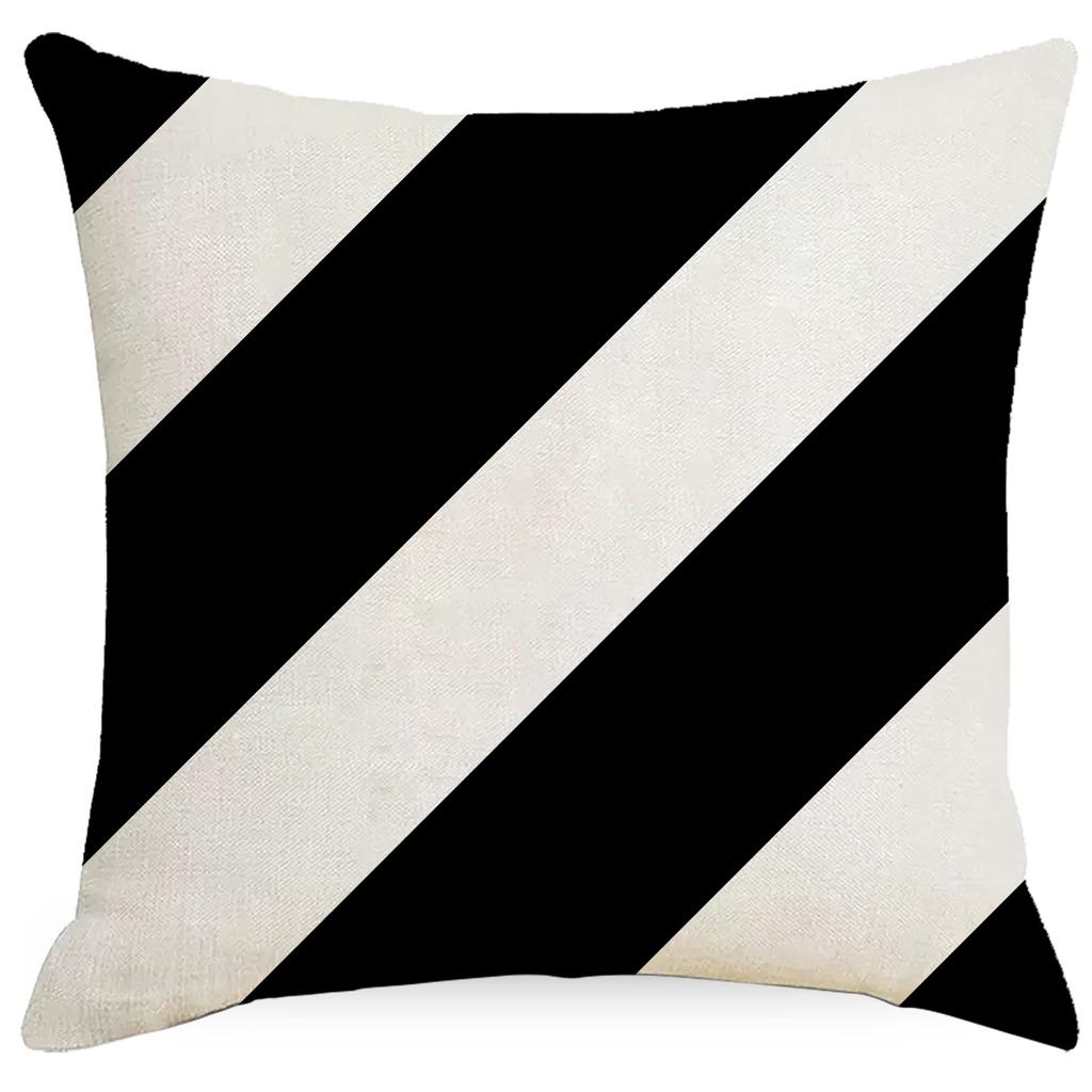 Black & White Geometry Modern Floral Polyester Pillowcases, 17.72" Square, Machine Washable, Zippered Cushion Covers