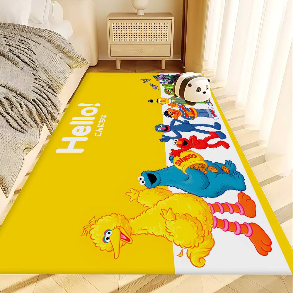S-Sesame S-Street Theme Hallway Carpet Washable Non-Slip Living Room Sofa Chairs Area Mat Kitchen Doormat Area Rug