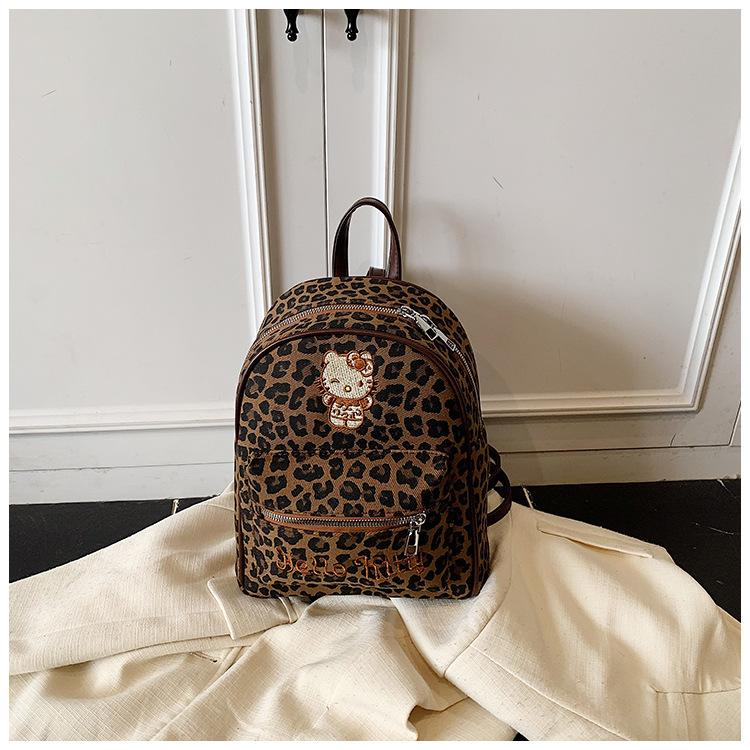 Autumn And Winter Children S Backpack Fashion Leopard Print Boys And Girls Backpack Cartoon Cute Kitten Student Schoolbag