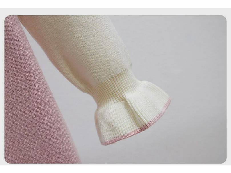 Girls' Red Knitted Pearl Sweater Dress - New Year's Winter Style