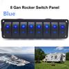 8 Gangs Marine Boat Vippbrytarpanel, 12V/24V Vattentät RV LED Switch Panel för Car Truck Marine