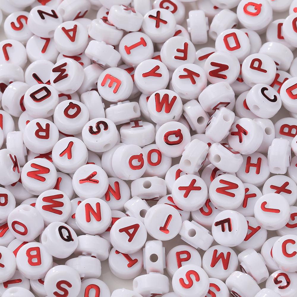 30pcs 6*10mm Mixed Acrylic Letter Beads Round Spacer Loose Beads for DIY Necklace Bracelet Earring Jewelry Making Accessories