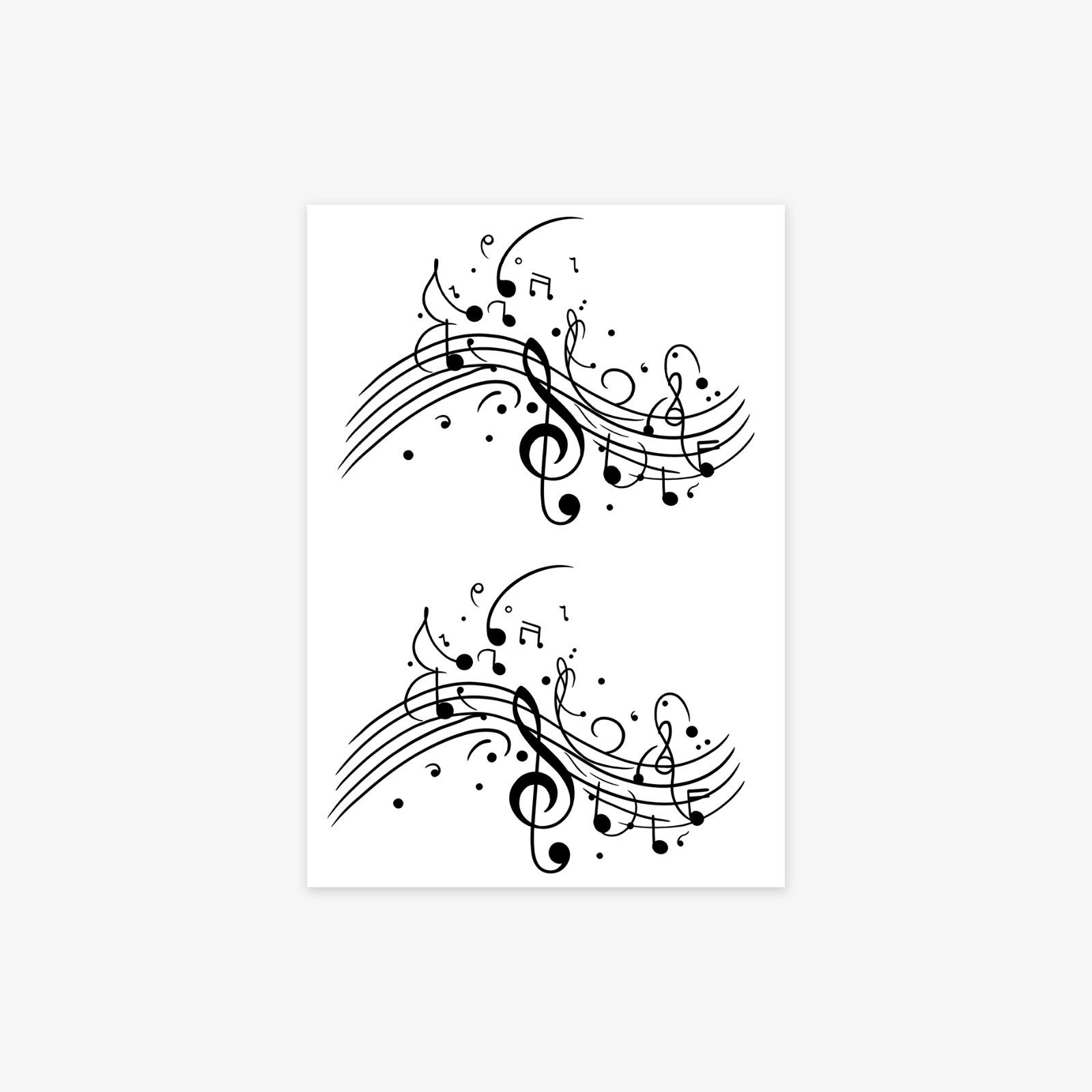 Tattoo Sticker High Sense Dark Personality Niche Music Note Wrist Collarbone Tattoo Sticker 7*10