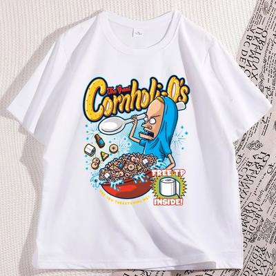 Unisex Tshirt Funny Beavis Butthead Tshirts Cool Cotton Short Sleeve Round Neck Printed Tshirt Cartoon Unisexswear Clothing Y2k