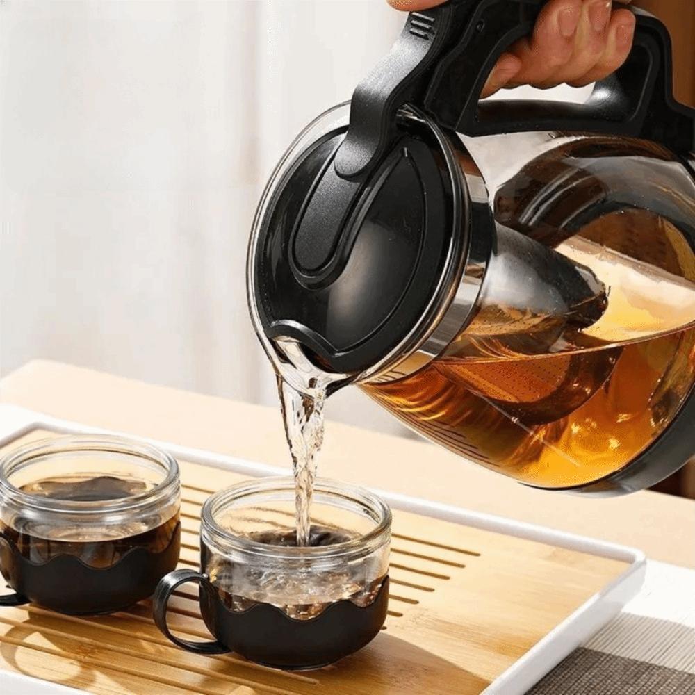 1000/2000 ML Glass Teapot Heat Resistant with Filter Strainer Tea Kettle Removable Large Capacity Tea-Water Separator Pot Office