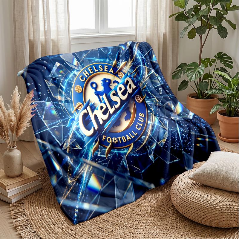 Chelsea FC Theme Blanket Soft Flannel Blanket Plush Throw Blanket Cozy Sofa Bed Blanket for Home Decor