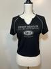 SHEIN Sweet Results T-shirt Noir à Manches Courtes et Col Rond avec Découpe Keyhole Taille L