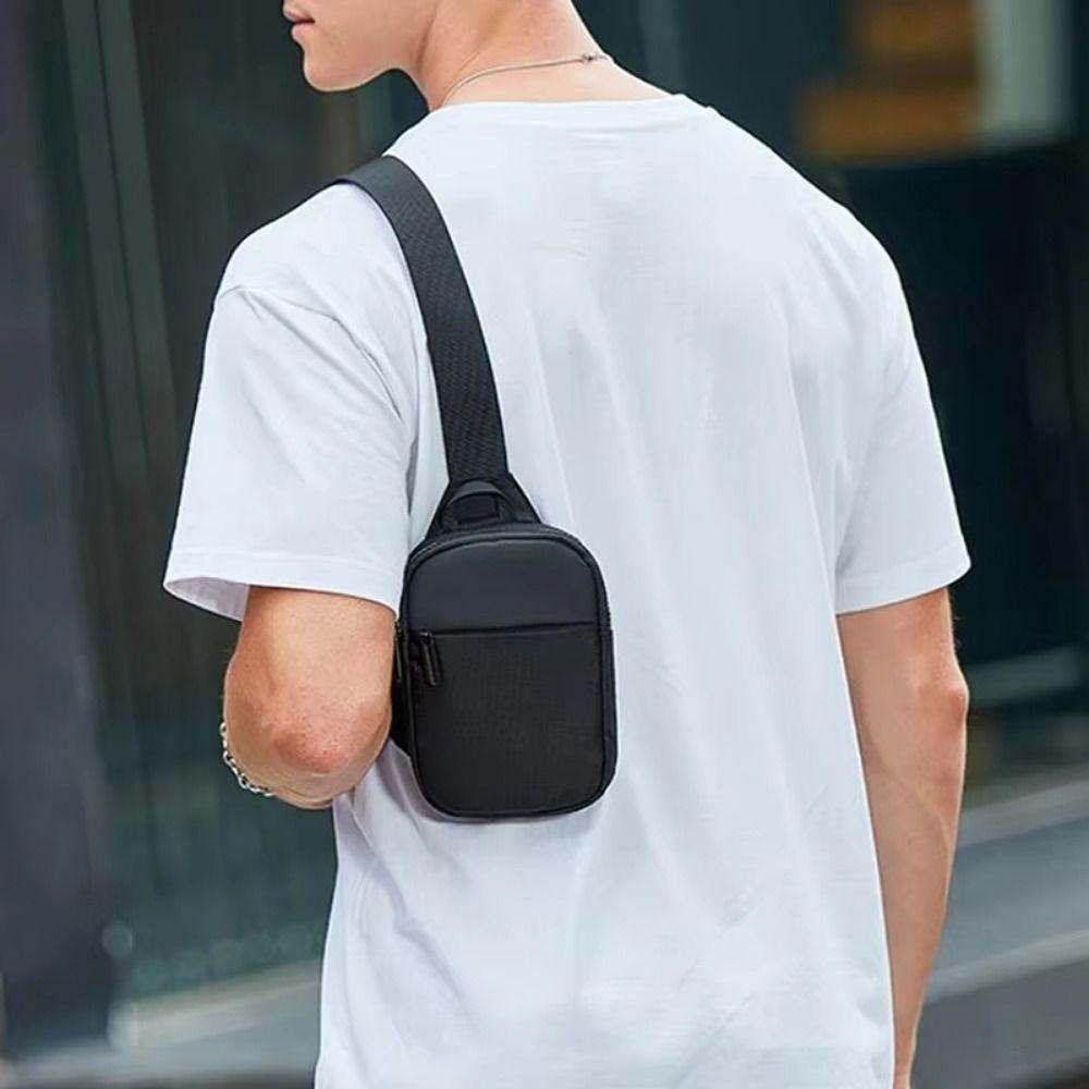 Zipper Mobile Phone Bag Multipocket Small Shoulder Bag Simple Single Bag Men Chest Bag  Male
