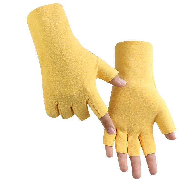 Student writing warm gloves autumn and winter half-finger gloves German velvet cationic men's and women's touch screen dew five-finger manicure