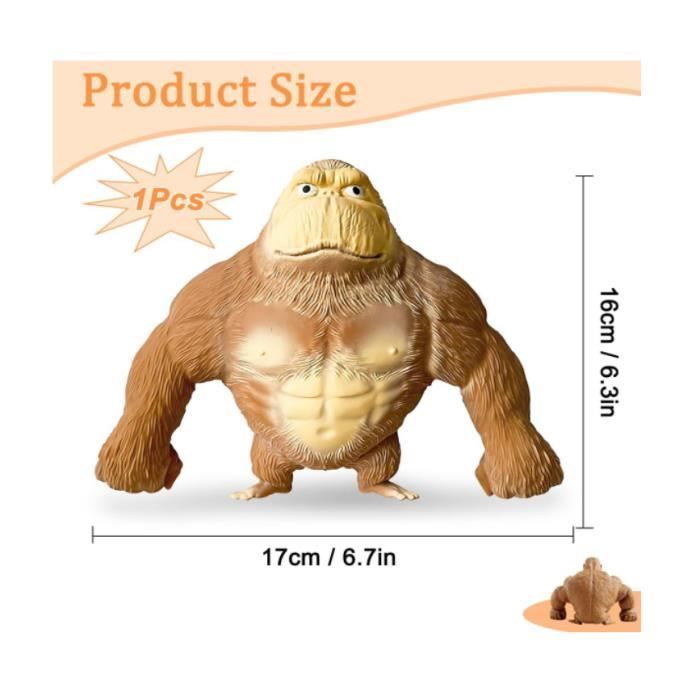 Anti-stress Toy - Elastic Gorilla - Rubber - Orange - For Adults and Children from 3 Years Old