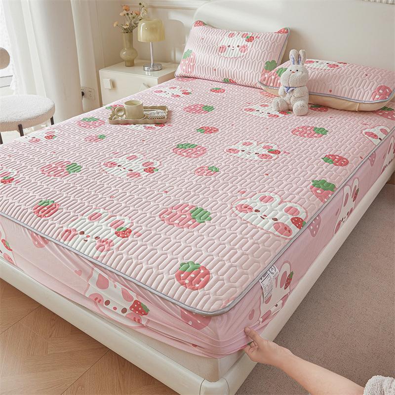 Cartoon Cute Pattern Cooling Fitted Sheet Single Natural Latex Fabric Soft Cushion for Bedding Slow Rebound Non-Slip Mattress