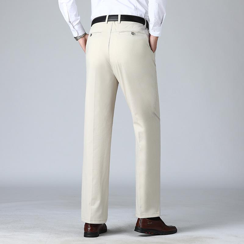 Men's High Waist Black Cotton Business Casual Pants - Summer 2021 Collection