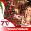 Christmas Tree Bows Red Ribbon Home Decor 24 Pieces Tree Bow Christmas Ornaments For Door Porch Fence Table Mantel Living Room