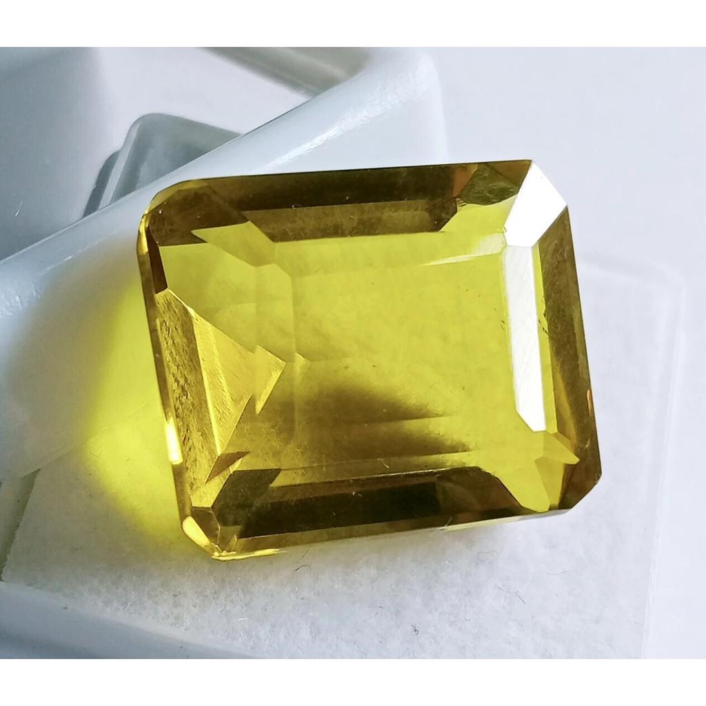 Natural Brazilian Yellow Topaz 22.65 Ct Emerald Cut Certified Fabulous Gemstone