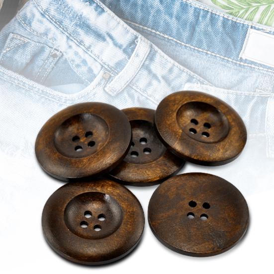 20Pcs 35mm Round 4 Holes Wooden Buttons DIY Sewing Knitting Clothes