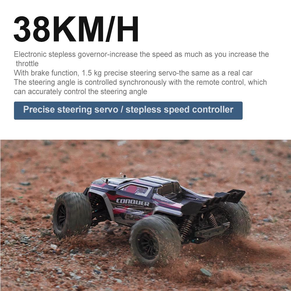 2.4G Remote Control High-Speed Off-Road Pickup Truck with Lights, Speed Up to 38KM/H, Stepless Speed Change Model Car.
