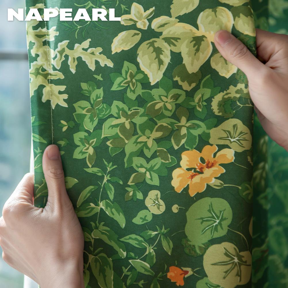 1PC NAPEARL American Countryside Printed Oven Skirt, Lotus Leaf Lace Edge Decorative Oven Door Curtain for Kitchen Home Decor