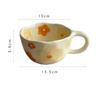 Creative Hand Pinched Irregular Flower Coffee Mugs with Handle Korean Style Ceramic Mug Breakfast Oatmeal Milk Tea Cup Drinkware