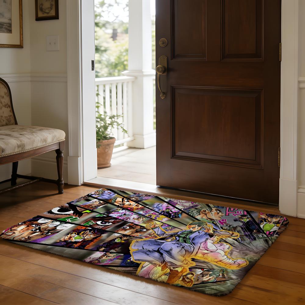 Fußmatte Weicher Flanellteppich Rutschfeste Saugfähige Matte für Badezimmer Schlafzimmer Heimdekoration Anime J JoJos Bizarre A Adventure