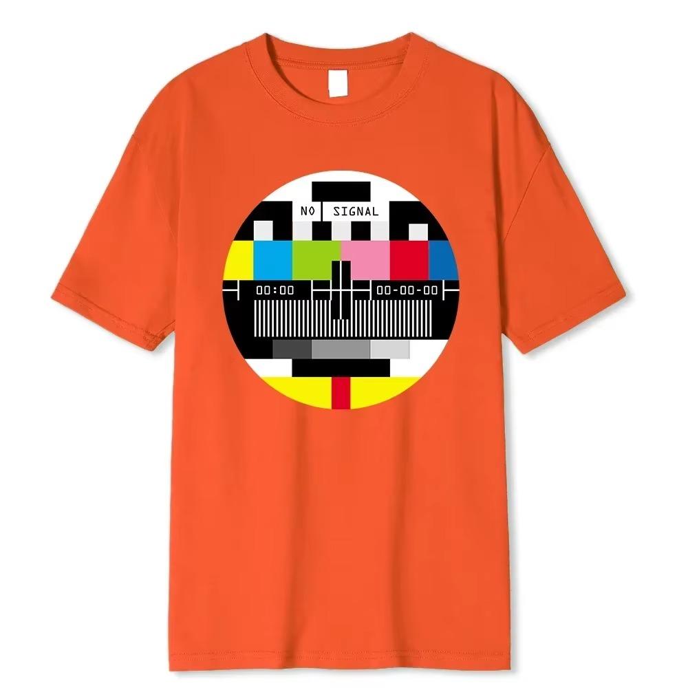 No Signal Men Camiseta Hip Hop Estilo Streetwear Tops & Tees Novidade Geométrica Manga Curta Verão Algodão Camiseta Camisetas Oversize