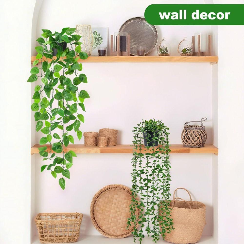 Plastic Material Hanging Vine With Basin Simulation Flower New Persian Fern Leaves  Christmas Tree