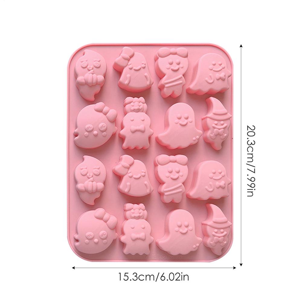 

16 Cavities Ghost Fondant Halloween Silicone Molds Dessert Making Tool For DIY Halloween Chocolate Candy Baking Mold рожевий