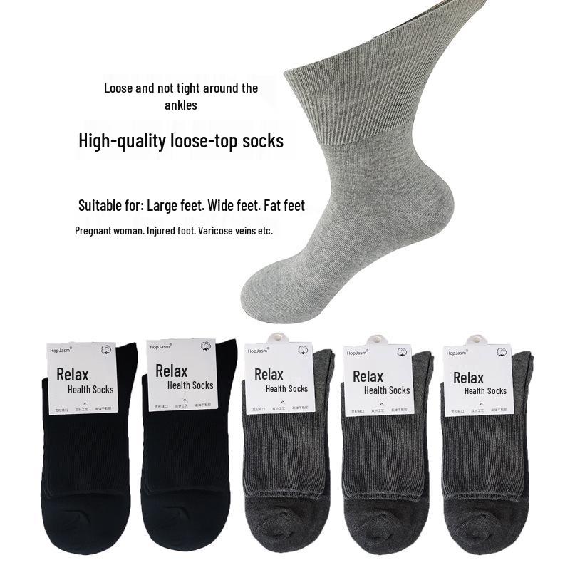 

5 пар мужских высоких носков из хлопка без резинки для осени/зимы - Большой размер для пожилых Suitable for large, wide, or plump feet