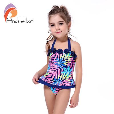 Children Swimwear One Piece Swimsuit Dress Kid Girls Print Flower Leaves Summer Swimsuit
