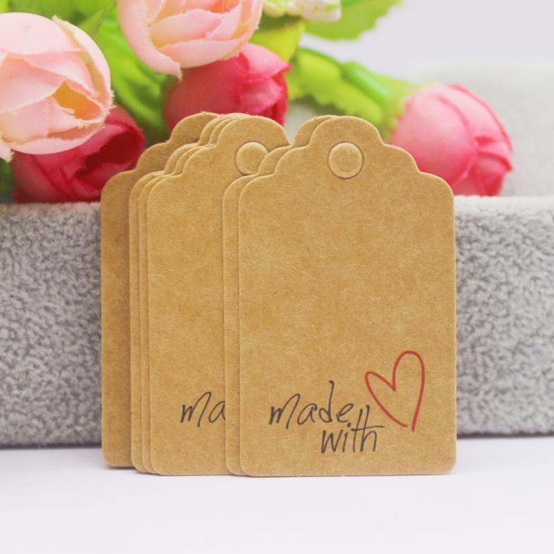 100 szt. + 100 sznurków 3x5 cm biały/papier kraft. Dziękujemy za ręczne wykonanie zawieszki do etykiety