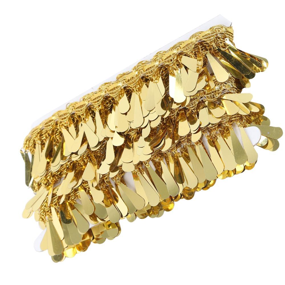 1pcs 10 Yards Length Waist Chain Belt Polyester Sequin Tassel Trim Sequin Fringe Trim DIY Crafts
