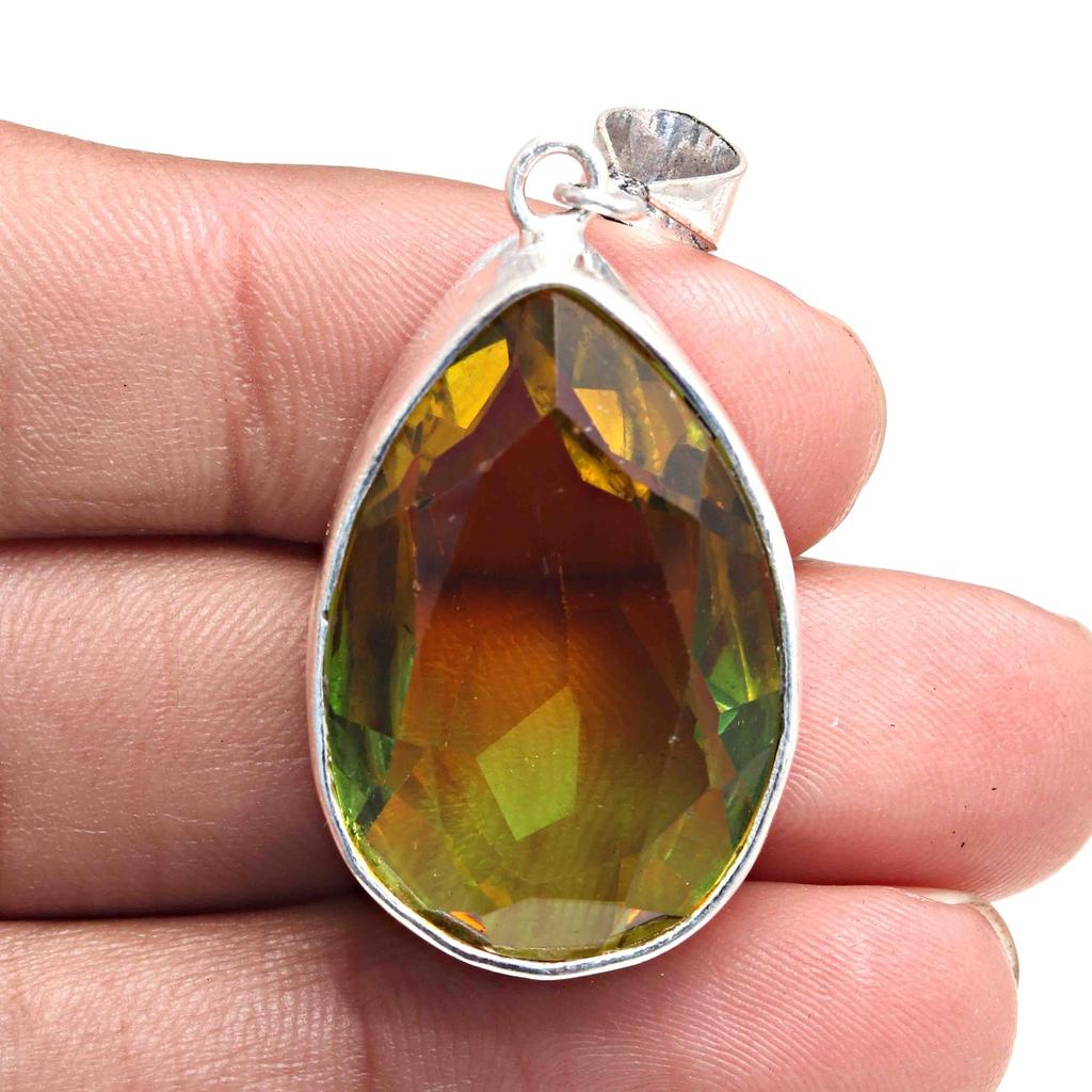 Anhänger Bio Turmalin Quarz Edelstein Valentinstag Silber Schmuck 1,75"