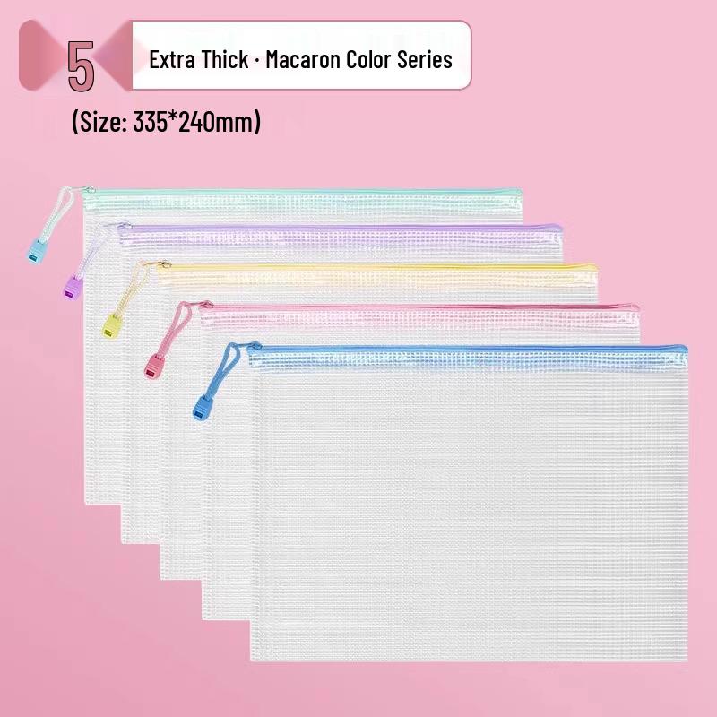A4 Transparent Waterproof Zipper Document Bag for Exams and Office Use