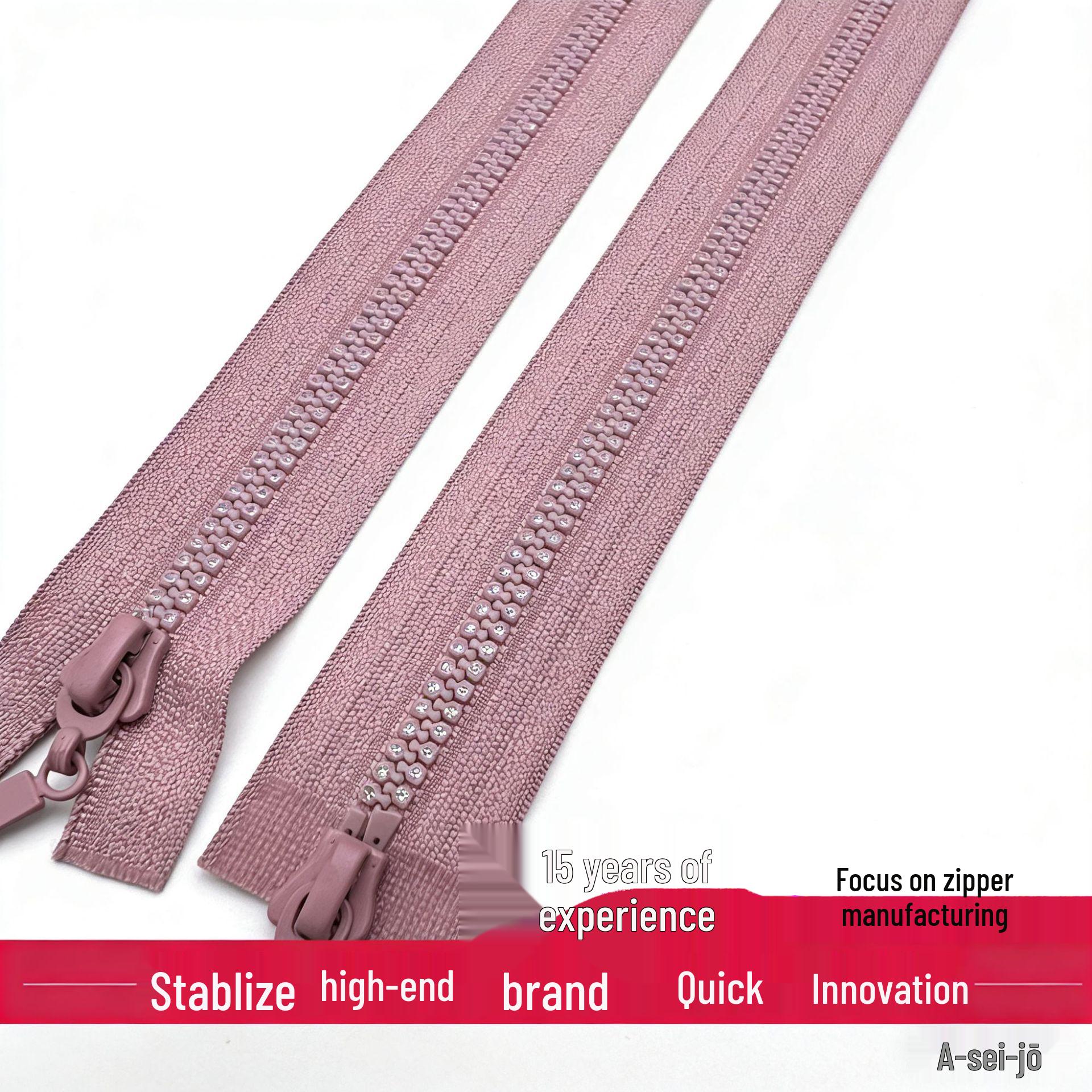 

No. 5 Double Row Diamond Resin Zipper with Color-Matching Puller