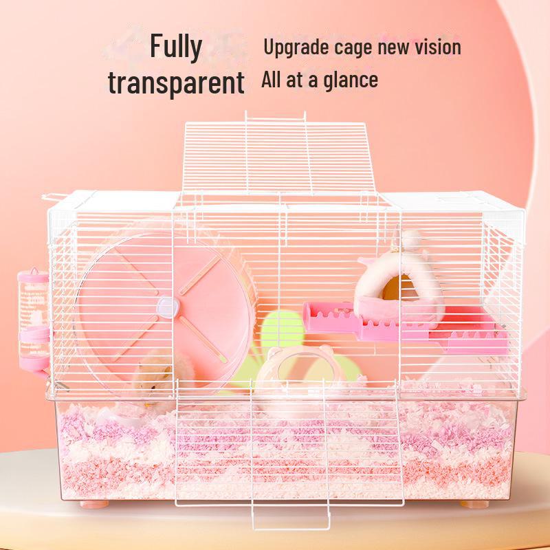 Luxusní prodyšná a kousání odolná klec pro křečka: Prostorná, Průhledná Vila pro Zlatého Křečka, Činčilu, Králíka - Snadno se Čistí