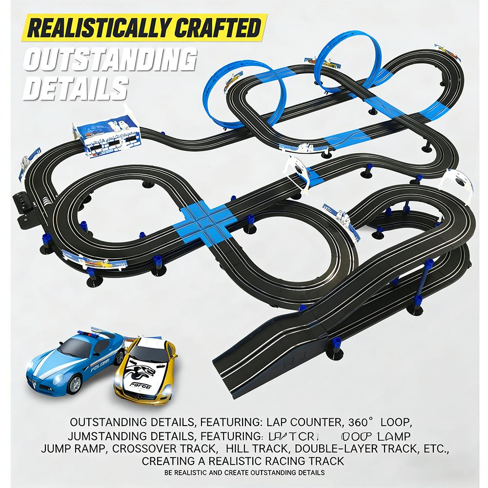 AGM Sonic Storm Slot Car Track Set – 2-Player Electric Race Track for Kids & Family Fun