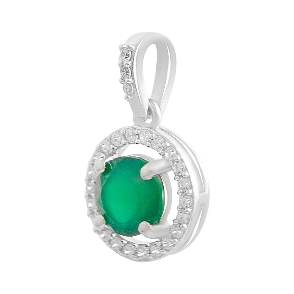 Серебряная подвеска с агатом 1.017ct, фианитами (2208235)