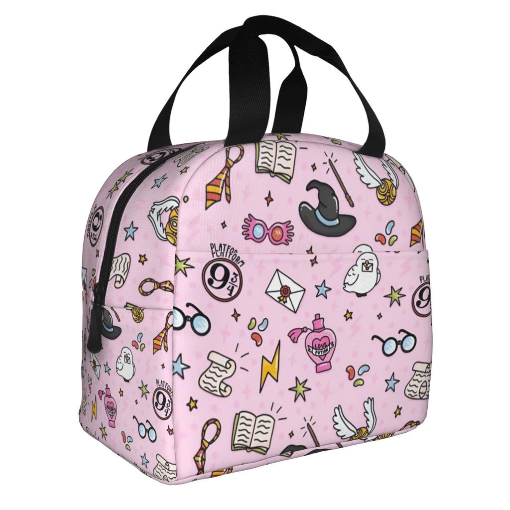 Custom H-Harryes Thermal Insulated Lunch Bag Women Men Witchcraft Portable Lunch Container for School Storage Food Box