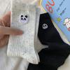 Early Autumn Socks Autumn Dongdaemun Street Ideas Yarn Embroidery Panda Cotton Medium Long Tube Socks